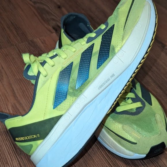 Men’s Adidas Adizero Boston 11 Running Shoes, Men's Size 9 Neon Yellow - Picture 14 of 16